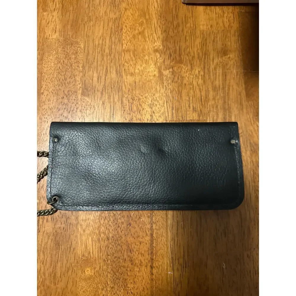 Vintage Black Leather Biker Chain Wallet – Snap Closure – Zipper Pocket – 9”